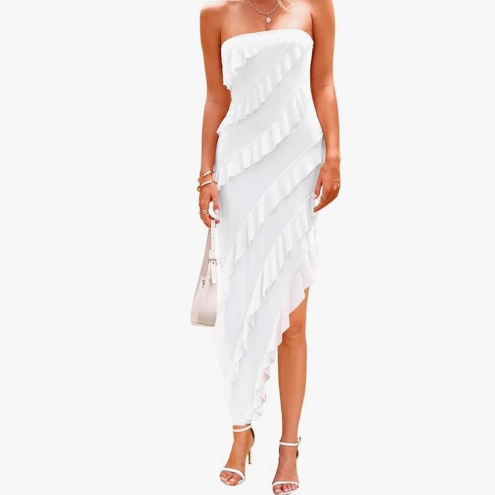 Strapless Tube Ruffle Elegant Dress